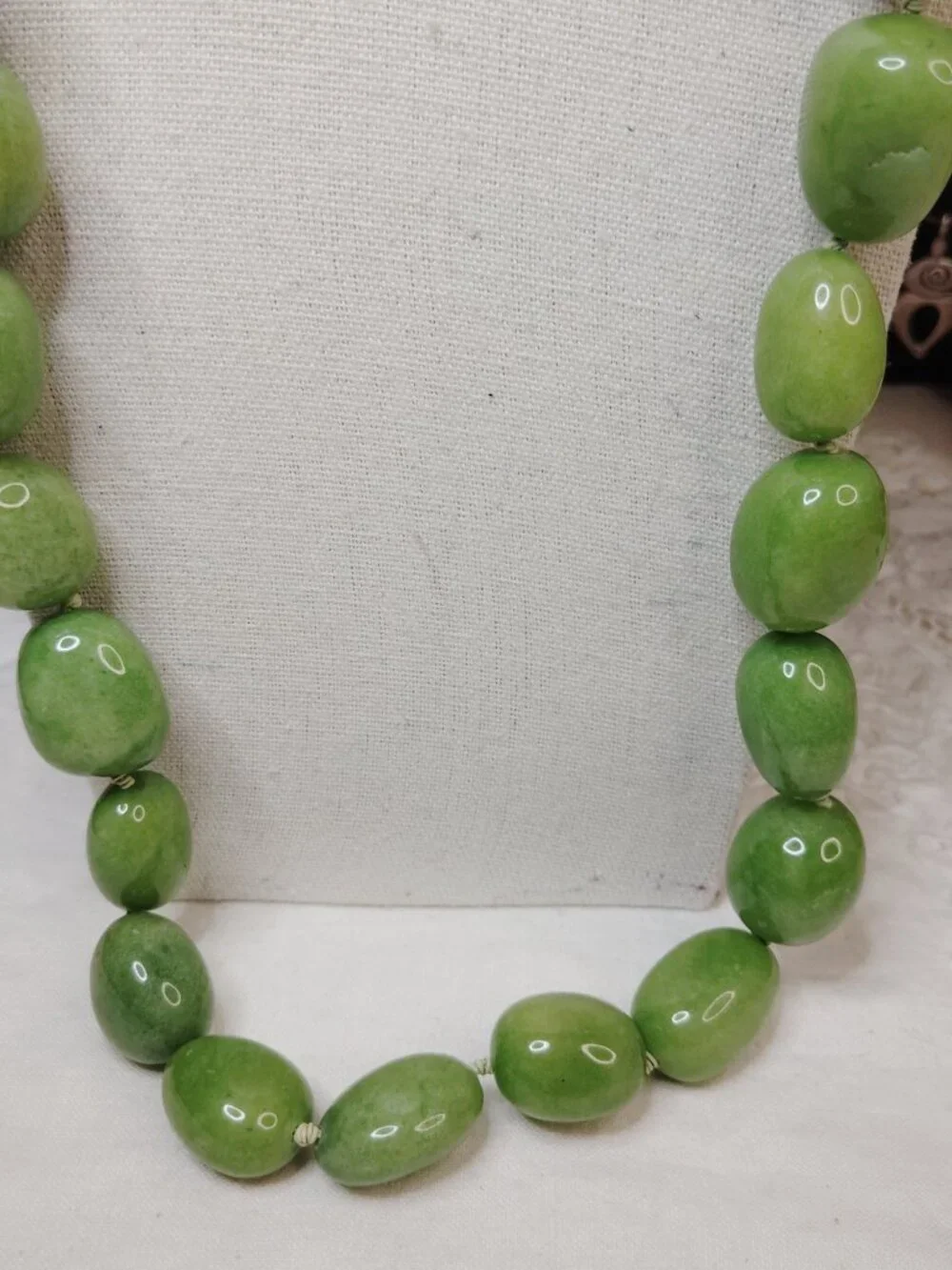 Sajen Sterling Silver Apple‑Green Quartzite Necklace – 26″ Hand‑Knotted